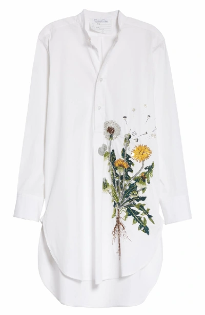 Shop Oscar De La Renta Embellished Dandelion Longline Blouse In White W/ Multi