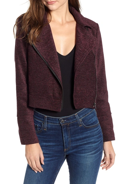 Shop Cupcakes And Cashmere Chenille Crop Moto Jacket In Red Velvet