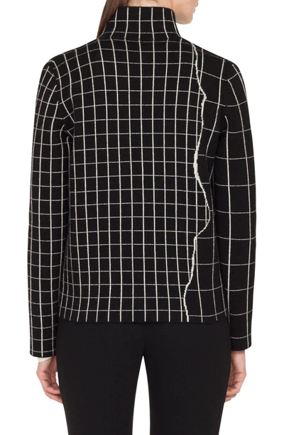 Shop Akris Reversible Windowpane Sweater Jacket In Black/ Paper