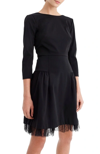 Shop J.crew Tulle Hem Sheath Dress In Black