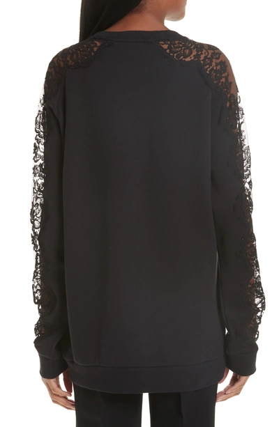 Shop Stella Mccartney Lace Inset Adidas Logo Sweatshirt In Black