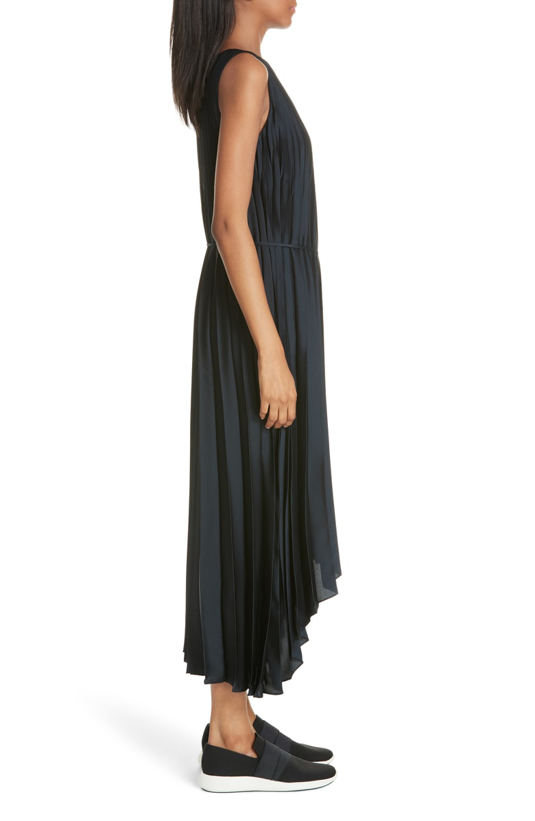 vince chevron pleated midi dress