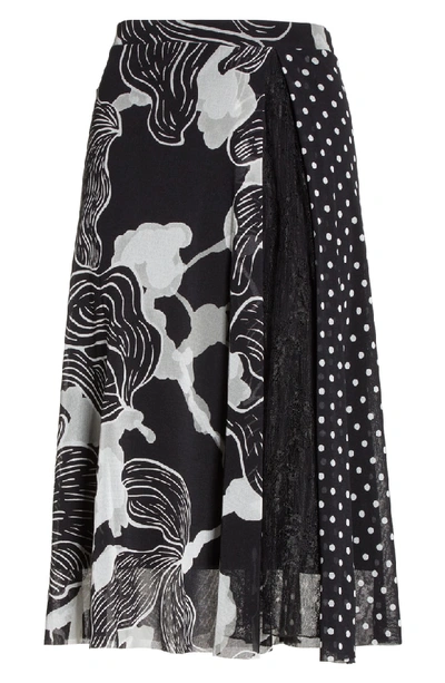 Shop Fuzzi Floral & Polka Dot Print Tulle Skirt In Nero