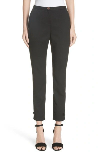 Shop Ted Baker Ted Working Title Nadaet Bow Detail Textured Trousers In Black
