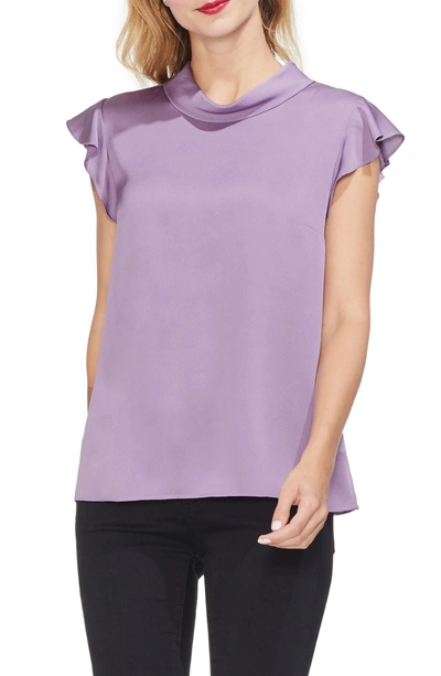 Shop Vince Camuto Ruffle Sleeve Top In Silver Violet