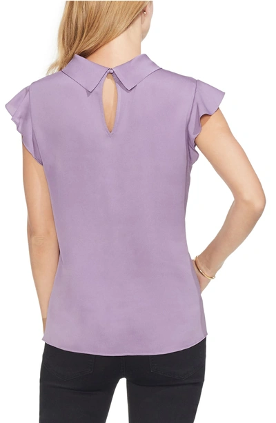 Shop Vince Camuto Ruffle Sleeve Top In Silver Violet