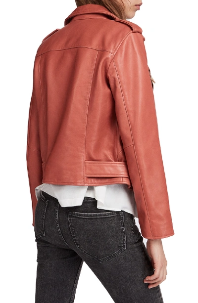 Shop Allsaints Balfern Biker Jacket In Vintage Pink