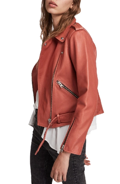 Shop Allsaints Balfern Biker Jacket In Vintage Pink