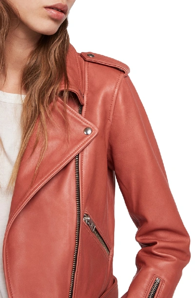 Shop Allsaints Balfern Biker Jacket In Vintage Pink