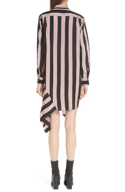 Shop Marques' Almeida Stripe Asymmetrical Shirtdress In Pink / Black