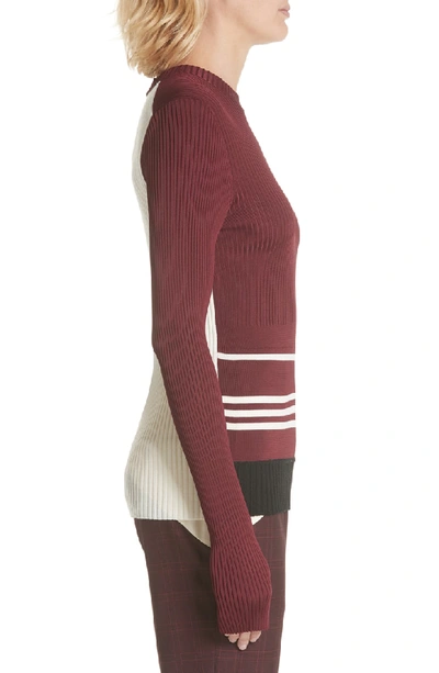 Shop Calvin Klein 205w39nyc Varsity Stripe Colorblock Sweater In Burgundy Ivory Black