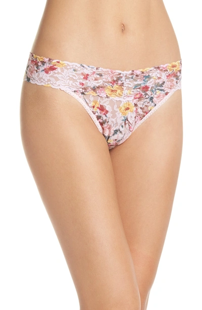 Shop Hanky Panky Blanche Flower Original Rise Thong In Pink Multi