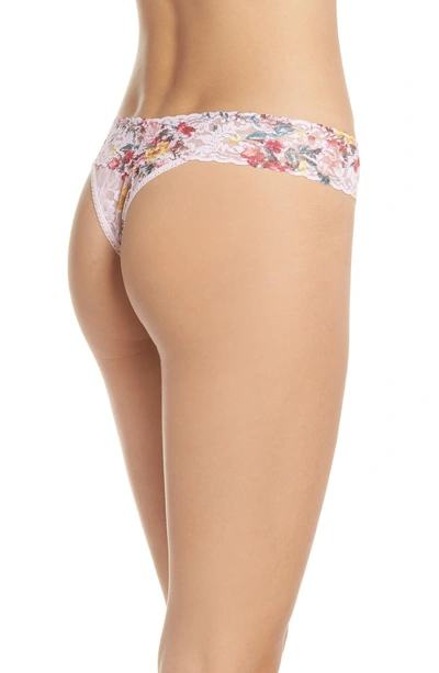 Shop Hanky Panky Blanche Flower Original Rise Thong In Pink Multi