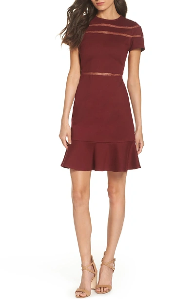 Shop Heartloom Ollie Lace Trim Sheath Dress In Merlot