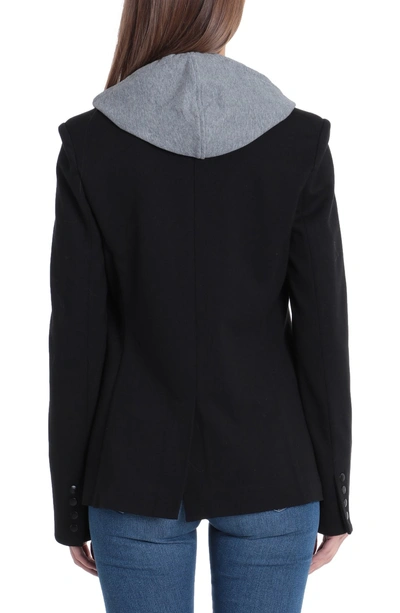 Shop Bagatelle Blazer With Detachable French Terry Hood In Black/ Grey