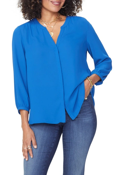 Shop Nydj Pleat Back Blouse In Alpine Lake