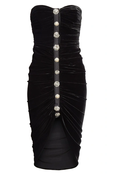 Shop Veronica Beard Palo Strapless Velvet Dress In Black