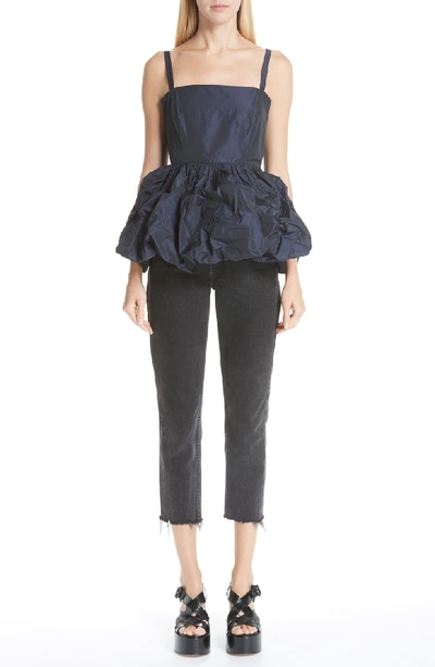 Shop Molly Goddard Imogen Taffeta Top In Navy