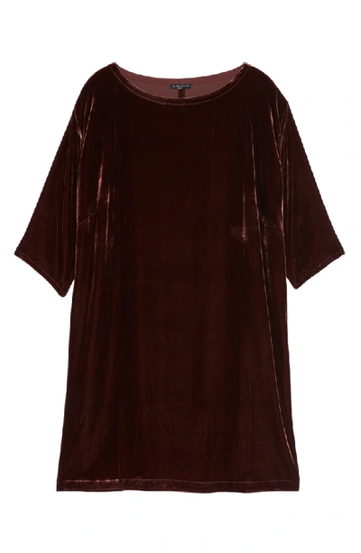 Shop Eileen Fisher Velvet Shift Dress In Dark Monterey
