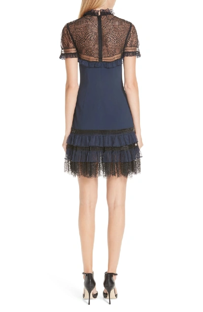 Shop Jonathan Simkhai Tulle Lace Trim Sheath Dress In Midnight/ Black