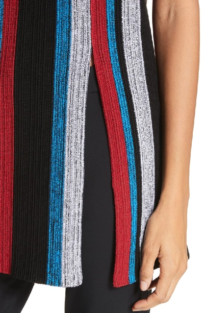 Shop Proenza Schouler Stripe Wool & Silk Blend Ottoman Sweater Tunic In Black Multi