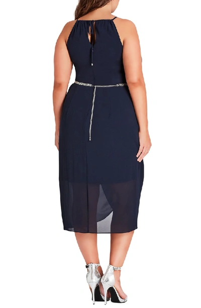 Shop City Chic Wrap Love Belted Dress In Navy
