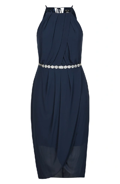 Shop City Chic Wrap Love Belted Dress In Navy