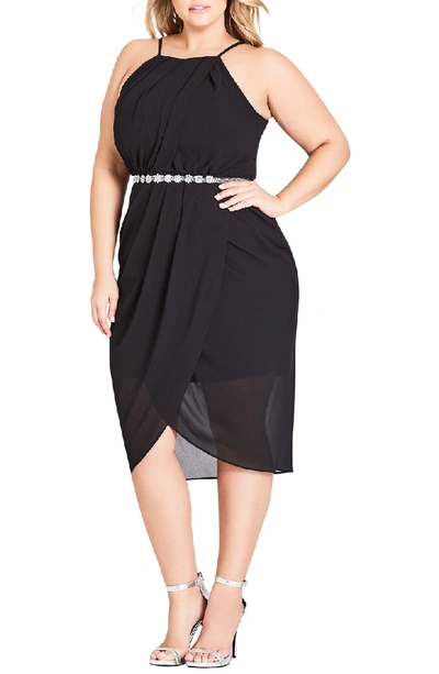 Shop City Chic Wrap Love Belted Dress In Black