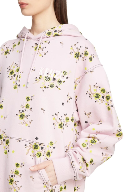 Shop Kenzo Oversize Floral Hoodie In Molleton Pastel Pink