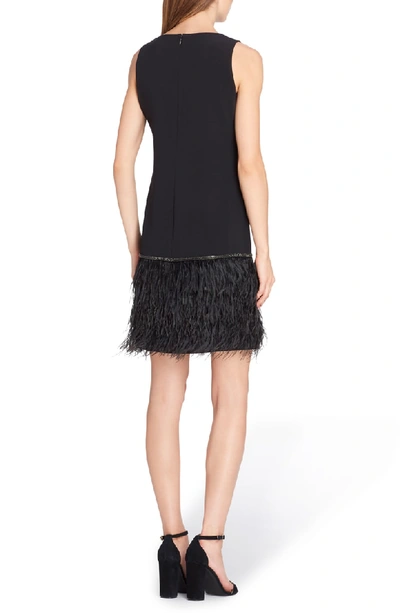 Shop Tahari Crystal Feather Hem Shift Dress In Black