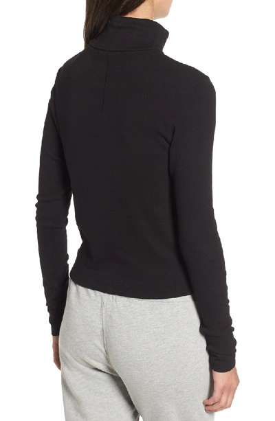 Shop Stateside Turtleneck Stretch Cotton Crop Top In Black