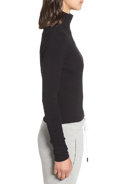 Shop Stateside Turtleneck Stretch Cotton Crop Top In Black