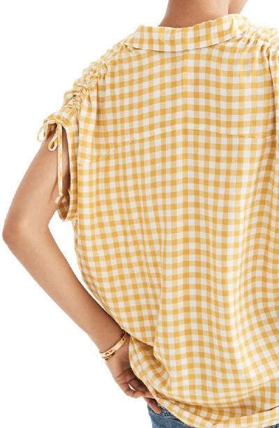 Shop Madewell Central Ruched Sleeve Shirt In Celestial Gold
