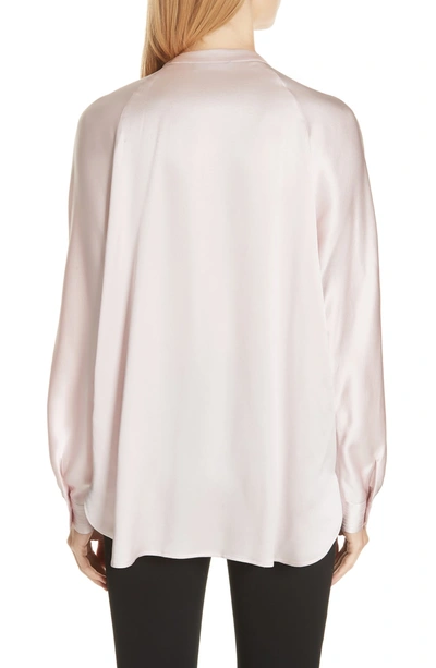 Shop Vince Band Collar Silk Blouse In Light Lilac