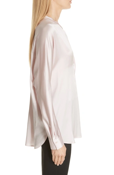 Shop Vince Band Collar Silk Blouse In Light Lilac