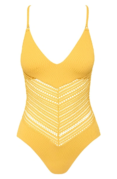 Shop Robin Piccone Perla One-piece Swimsuit In Dandelion