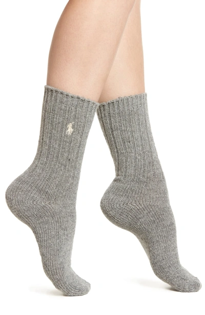 Shop Ralph Lauren Wool Rib Boot Socks In Sweatshirt Grey