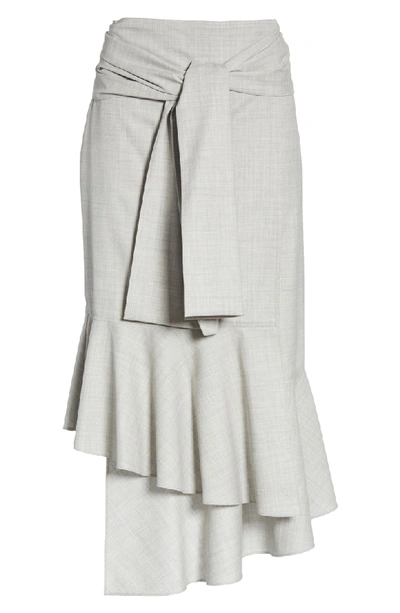 Shop Adeam Ruffled Suiting Skirt In Grey Melange