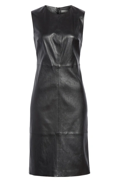 Shop Vince Leather Sheath Dress In Black