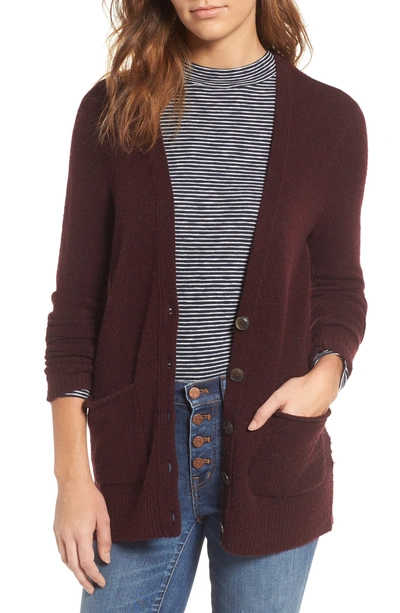 Shop Madewell Cozy Boyfriend Cardigan In Heather Merlot