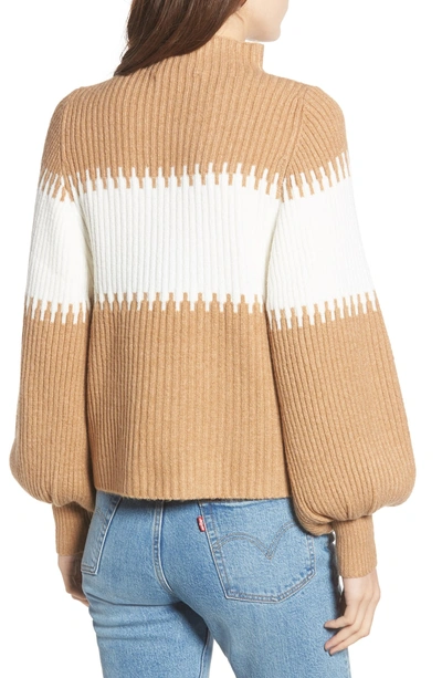 Shop French Connection Sofia Funnel Neck Sweater In Camel/ White