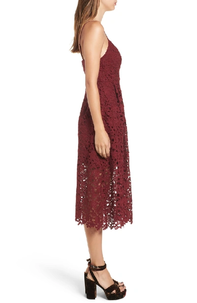 Shop Astr Lace Midi Dress In Red Tannin