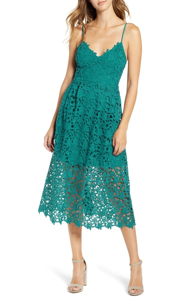 Shop Astr Lace Midi Dress In Jade Green