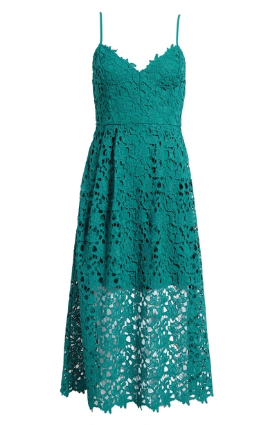 Shop Astr Lace Midi Dress In Jade Green