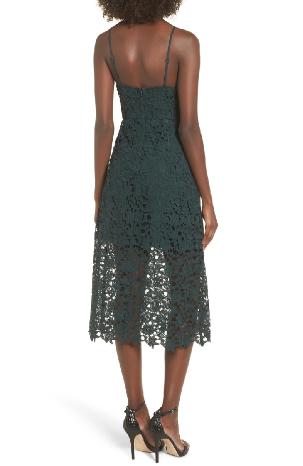 astr the label lace midi dress hunter green