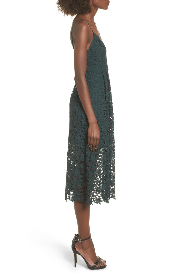 astr the label lace midi dress hunter green