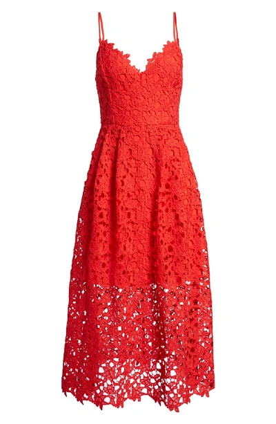 Shop Astr Lace Midi Dress In Red Lipstick