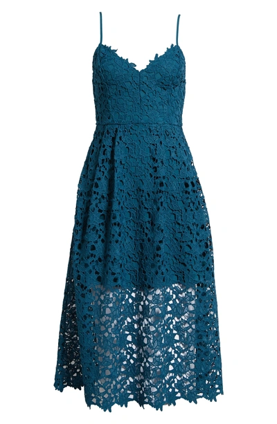 Shop Astr Lace Midi Dress In Teal