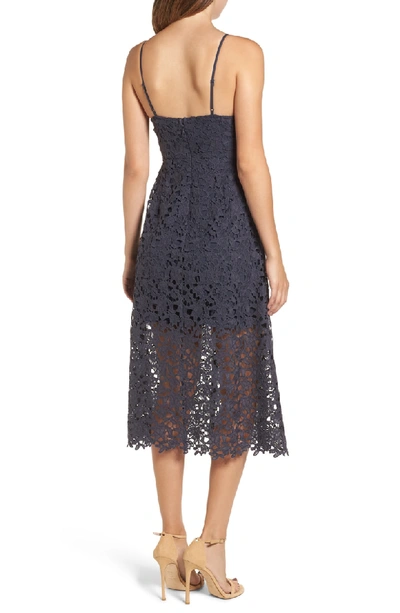 Shop Astr Lace Midi Dress In Navy India Ink