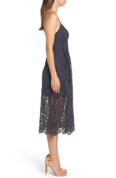 Shop Astr Lace Midi Dress In Navy India Ink